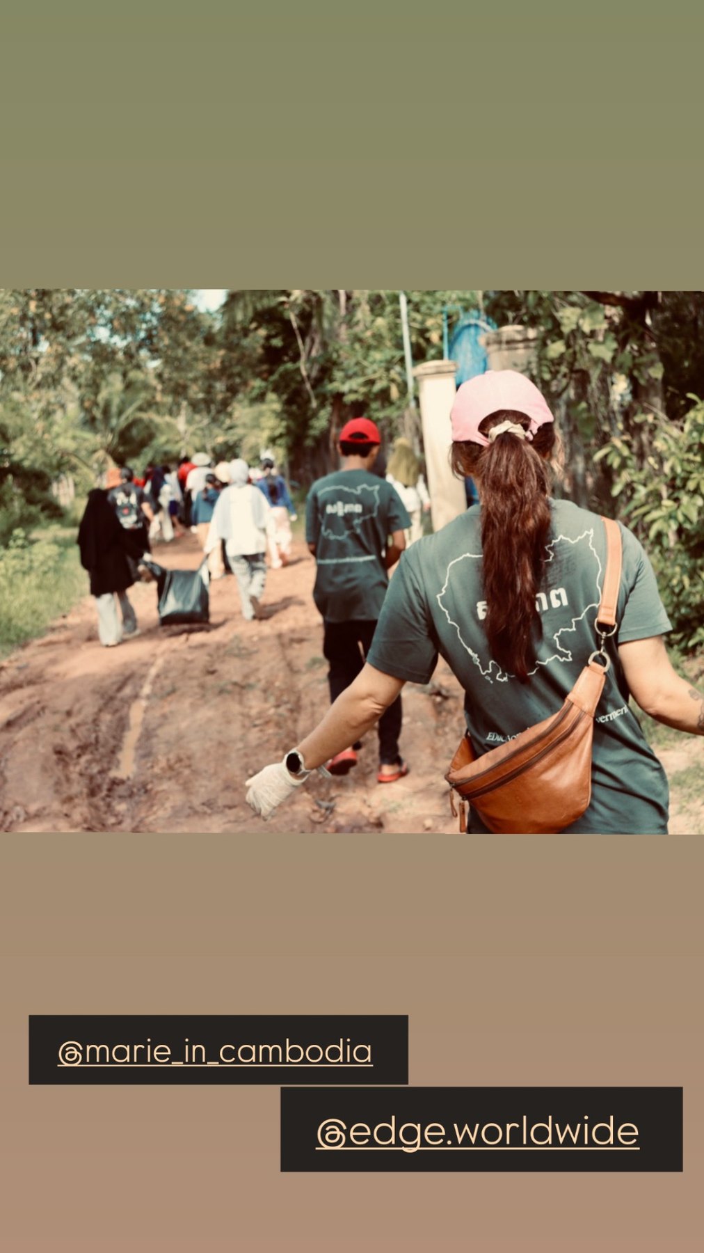 Participants walk through Beong Touk in a shared photograph credited to @marie_in_cambodia and @edge.worldwide